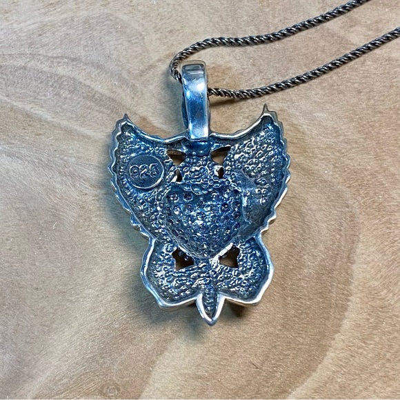 Artisan Handmade 925 Silver Necklace with Heart shape w/ wings & sword Locket - Picture 2 of 5